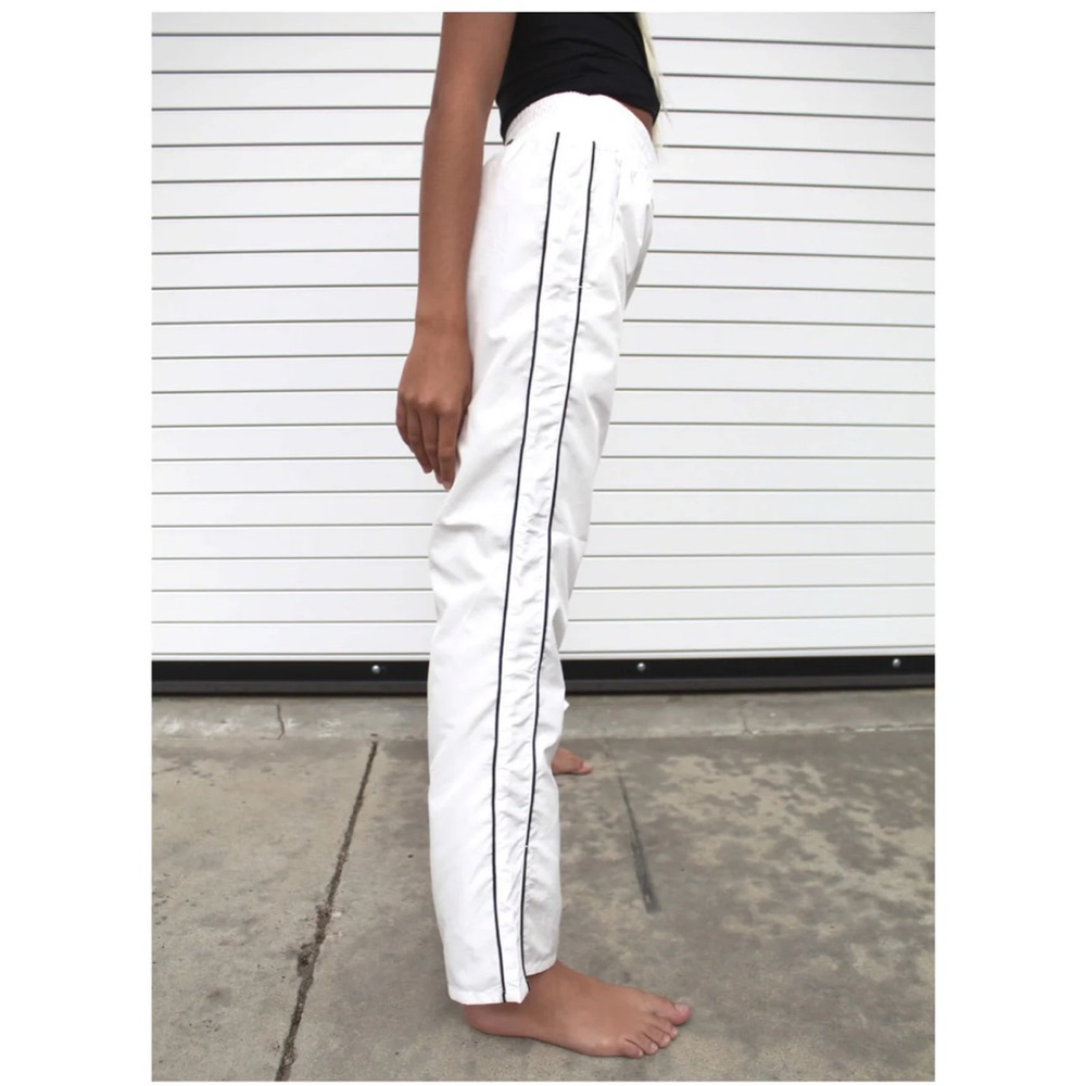 Women's White Track Pants with Black Trim